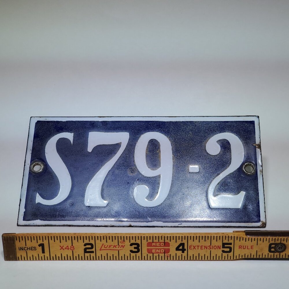 VINTAGE SOUTHERN RAILWAY COBALT BLUE AND WHITE PORCELAIN, PROPERTY SIGNAGE